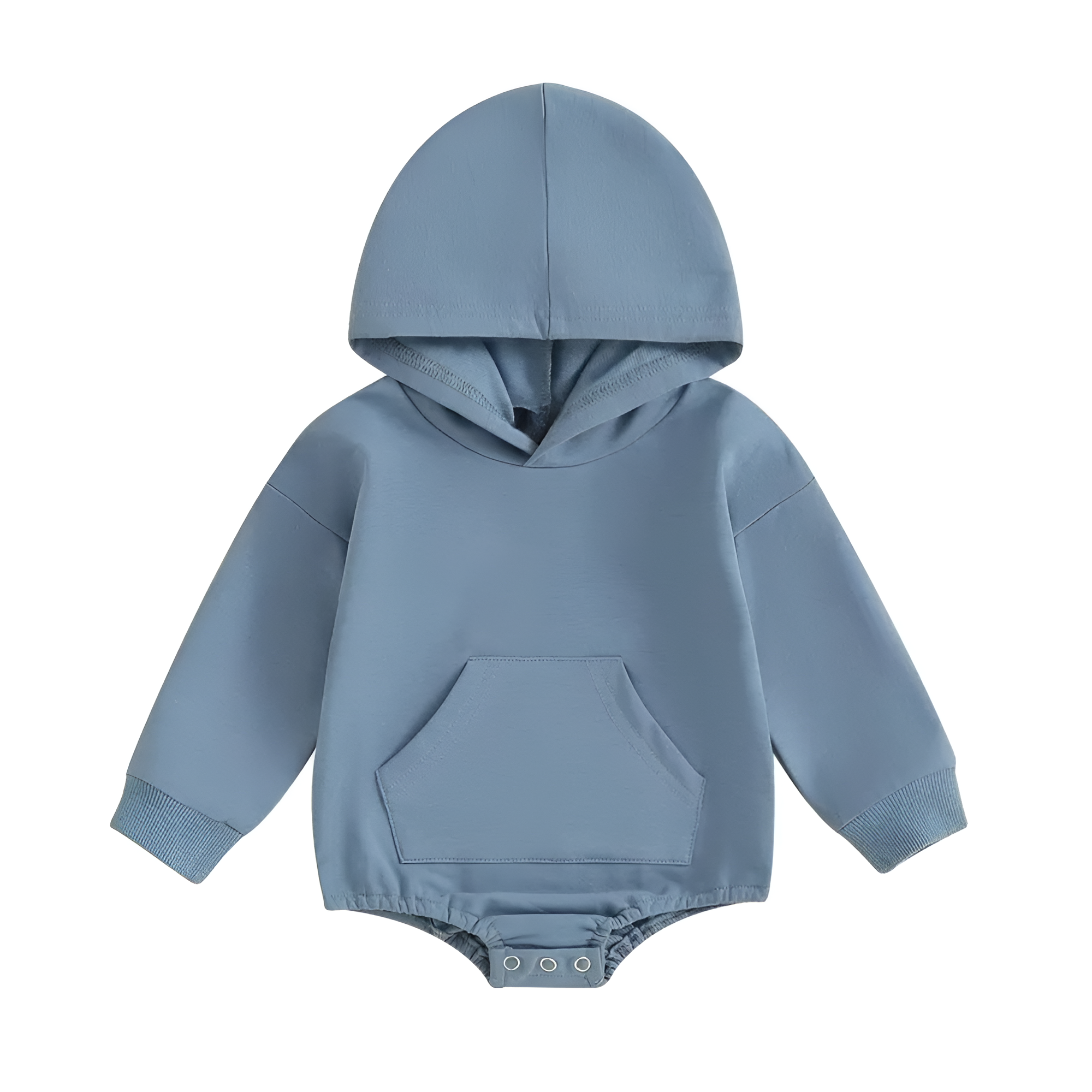  Baby Onesie Newborn Boy Girl Hooded Romper Long Sleeve Front Pocket Solid Color Bodysuit