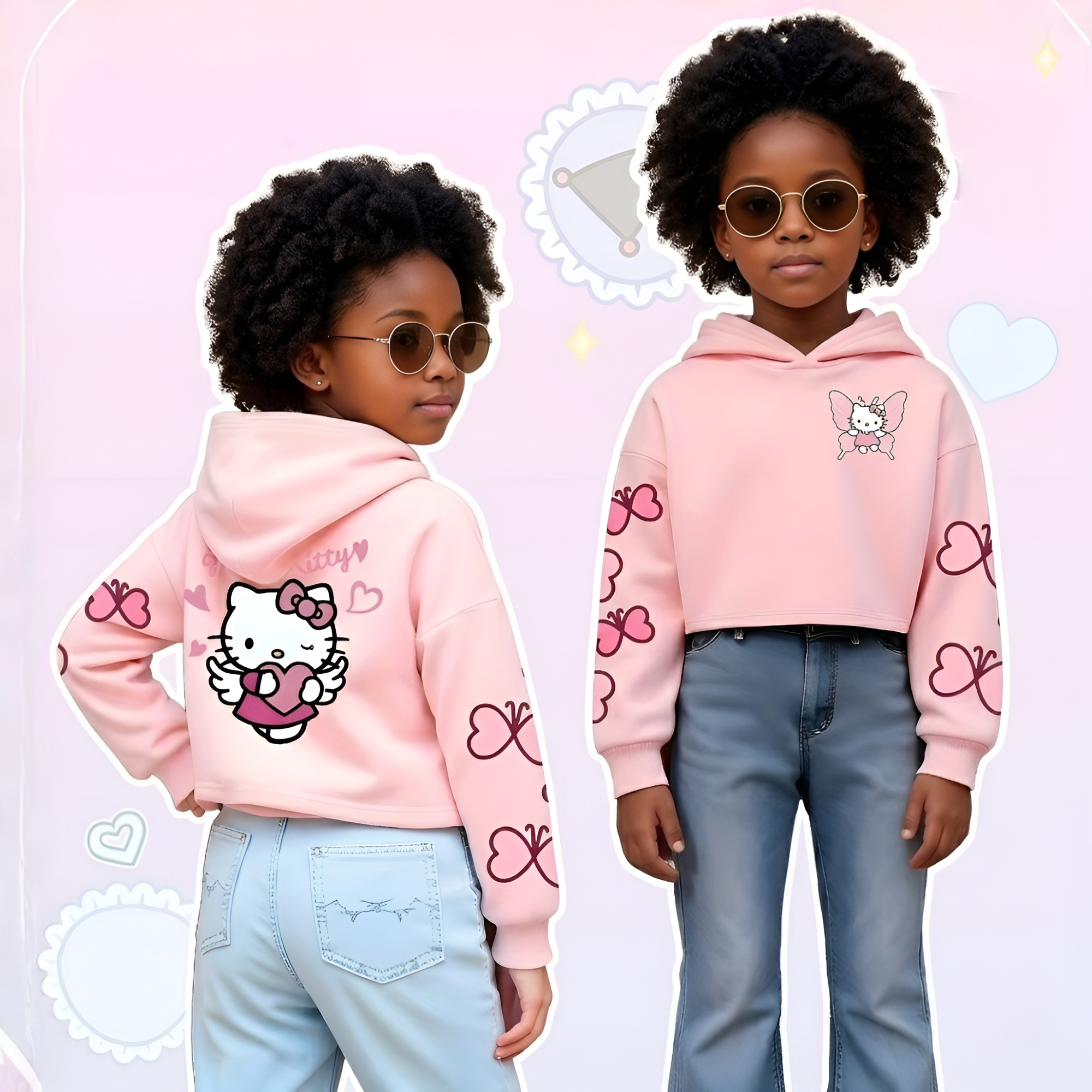 Modern Character Butterfly Urban Aesthetic Kids Hoodie