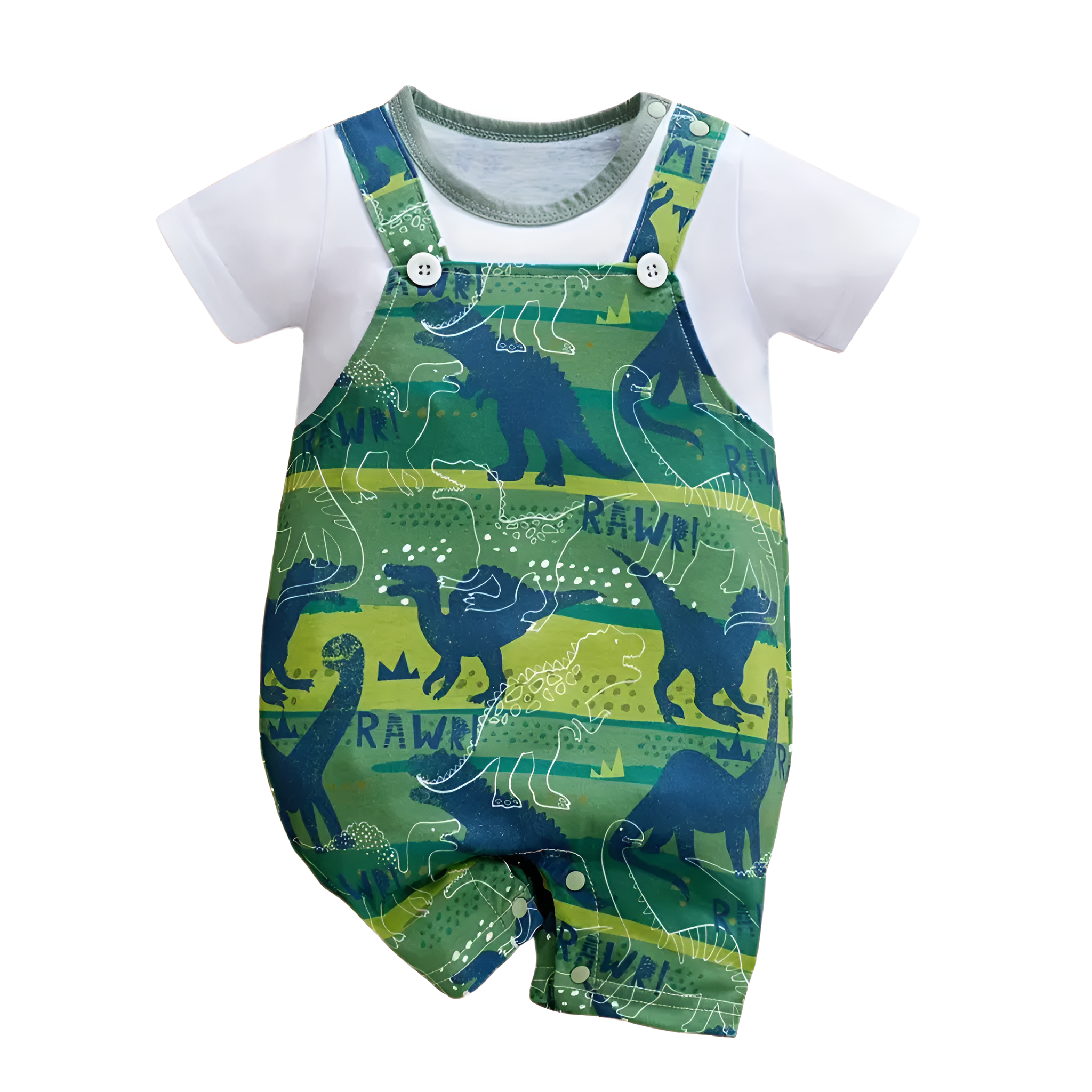 Short Sleeve Romper For Babies With Cartoon Zoo Animal Theme