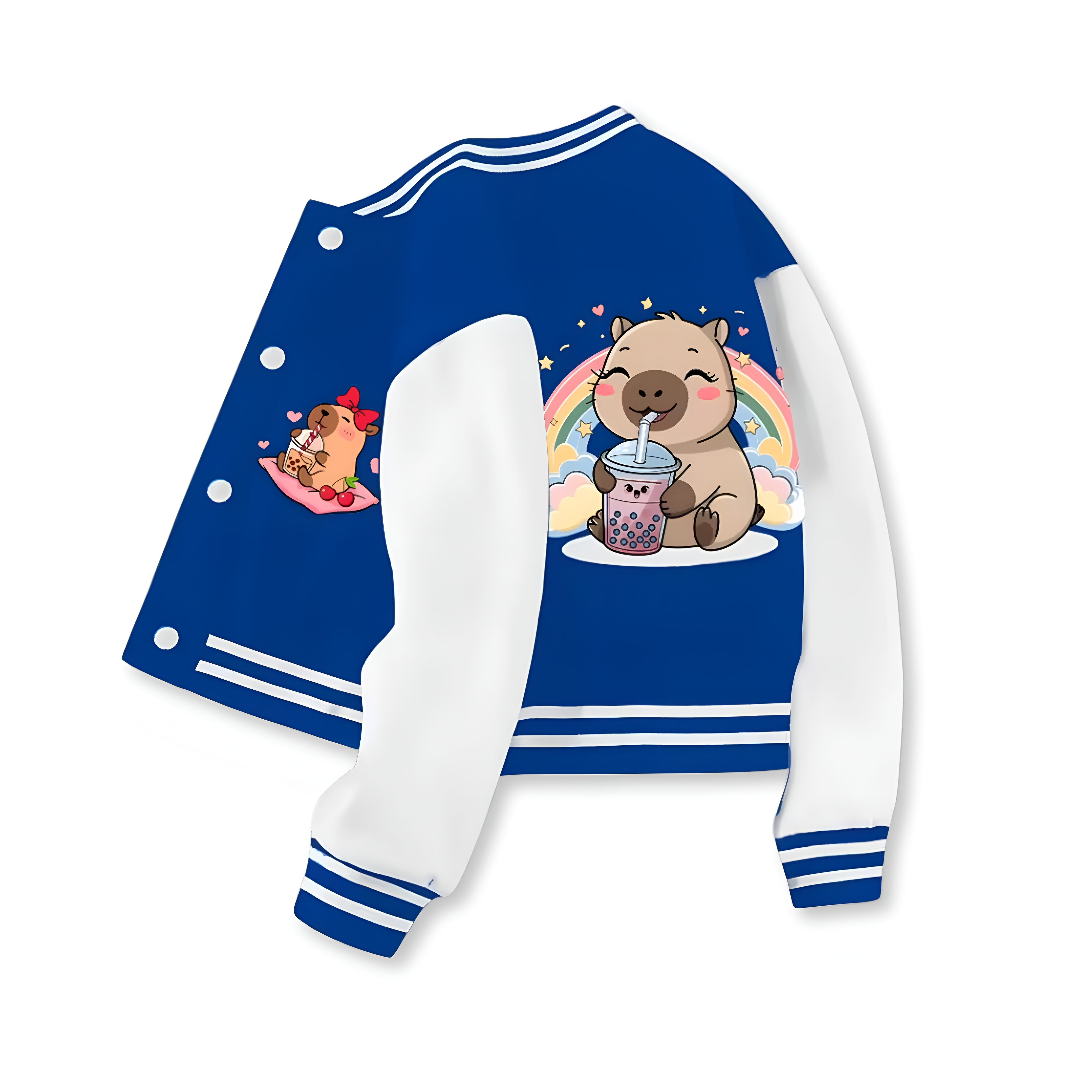 Capybara Design Printed Baseball Jacket For Girls