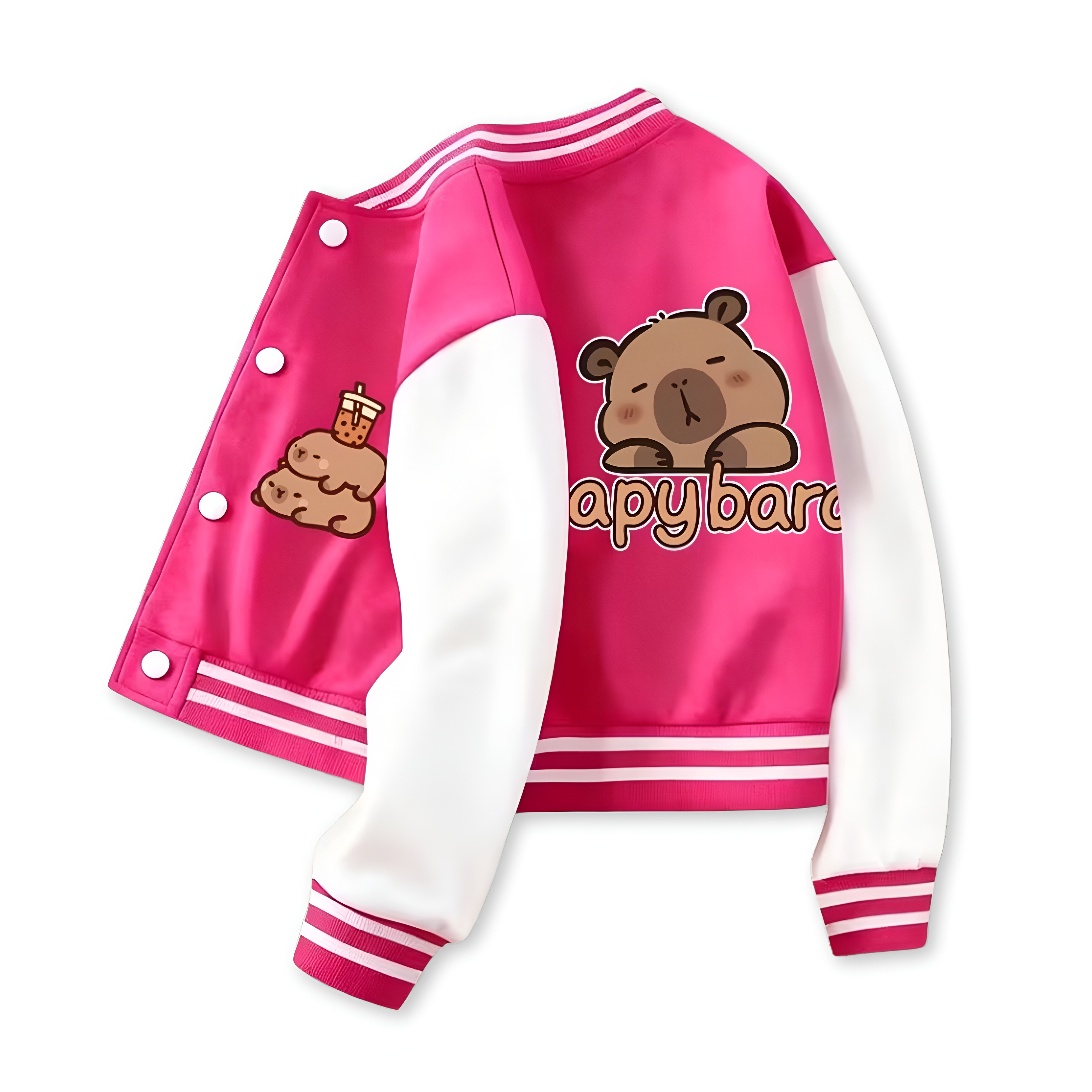 Capybara Inspired Casual Baseball Jacket For Girls