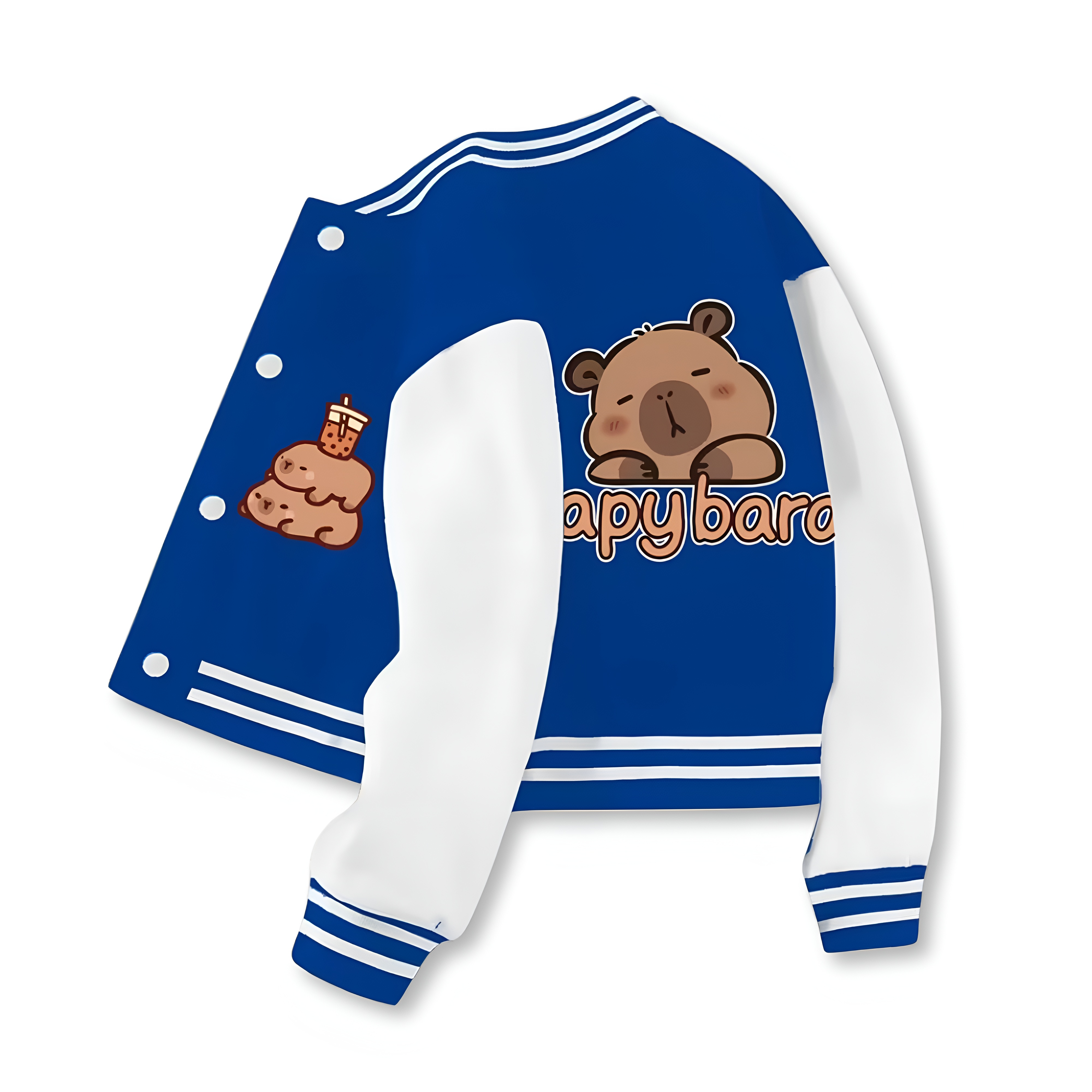 Capybara Inspired Casual Baseball Jacket For Girls