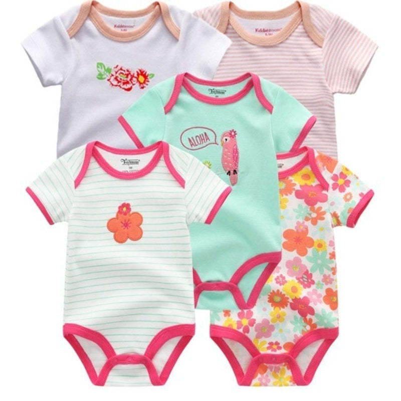 5Pcs Multicolor Unicorn Girls Bodysuit Sets-Children Cloth Shop