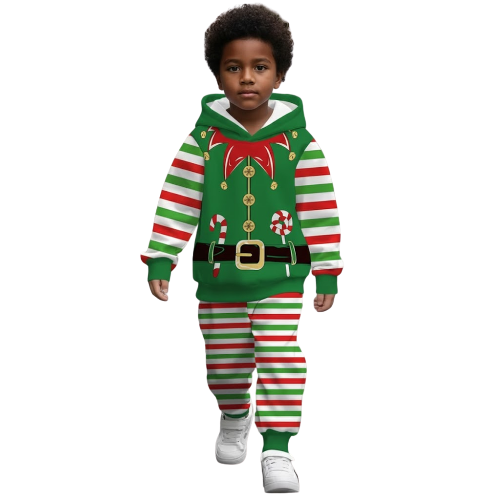 Kids Printed Hooded Pants Outfit