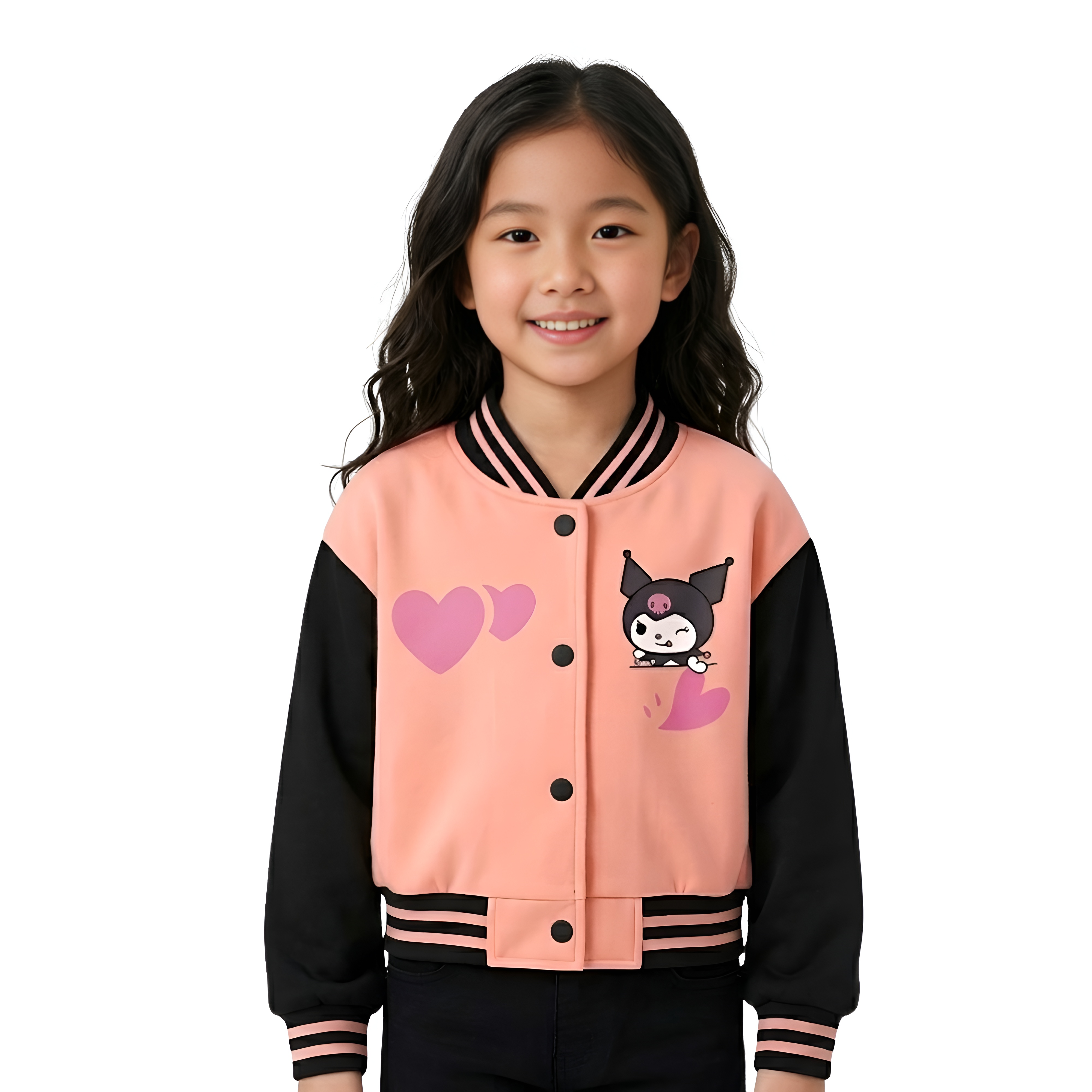 Stylish Kuromi Themed Baseball Jacket For Girls 