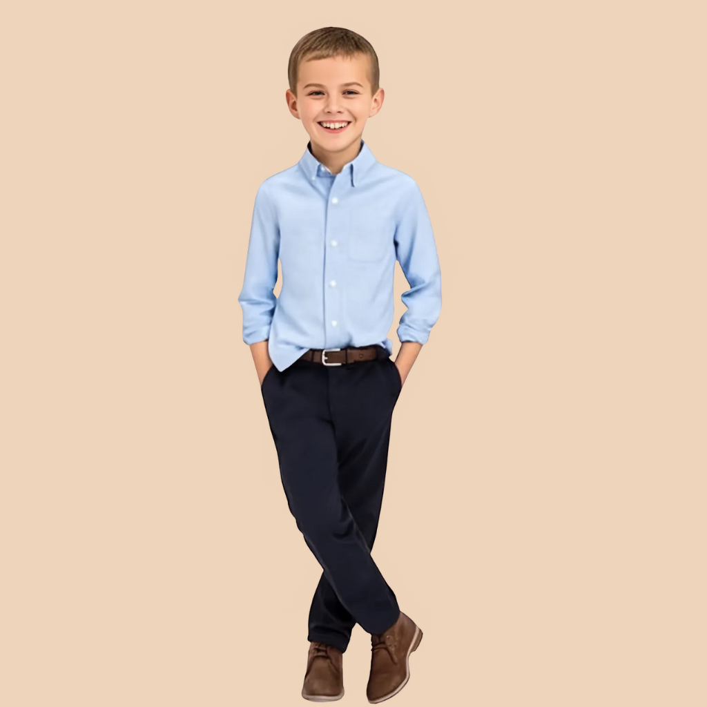 Boys Long Sleeve Oxford Button Down Shirt