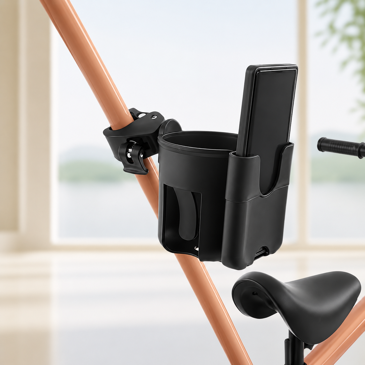 2 In 1 Cup Holder With Phone Mount For Trolley And Bicycle