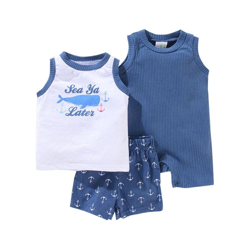 3Pcs Summer Top Jacket & Pant Romper Set-Children Cloth Shop