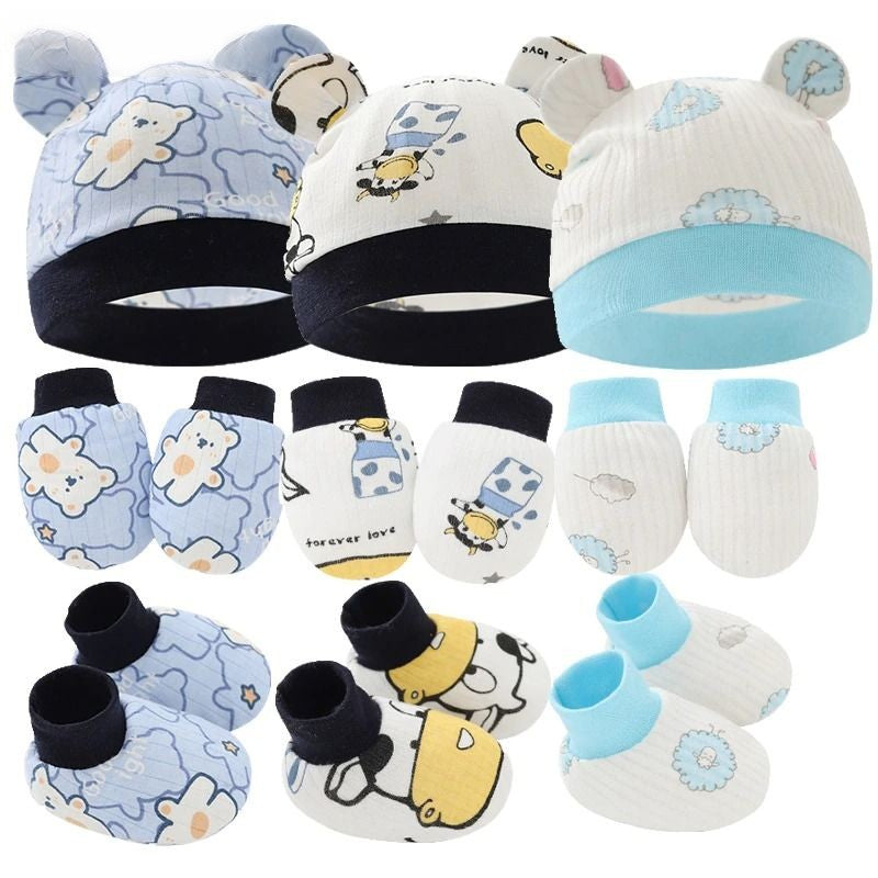 New Born Baby 3 Pcs Hat, Gloves And Foot Cover Set-Children Cloth Shop