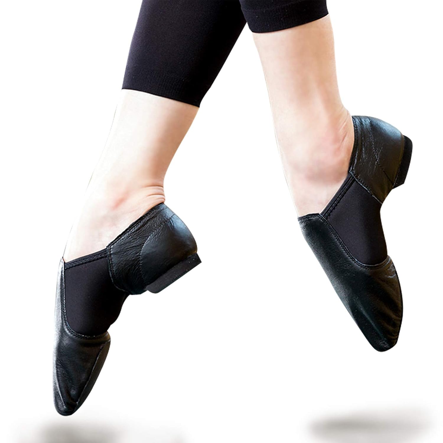 Slip On Jazz Dance Shoes with Elastic Side Panels For Girls