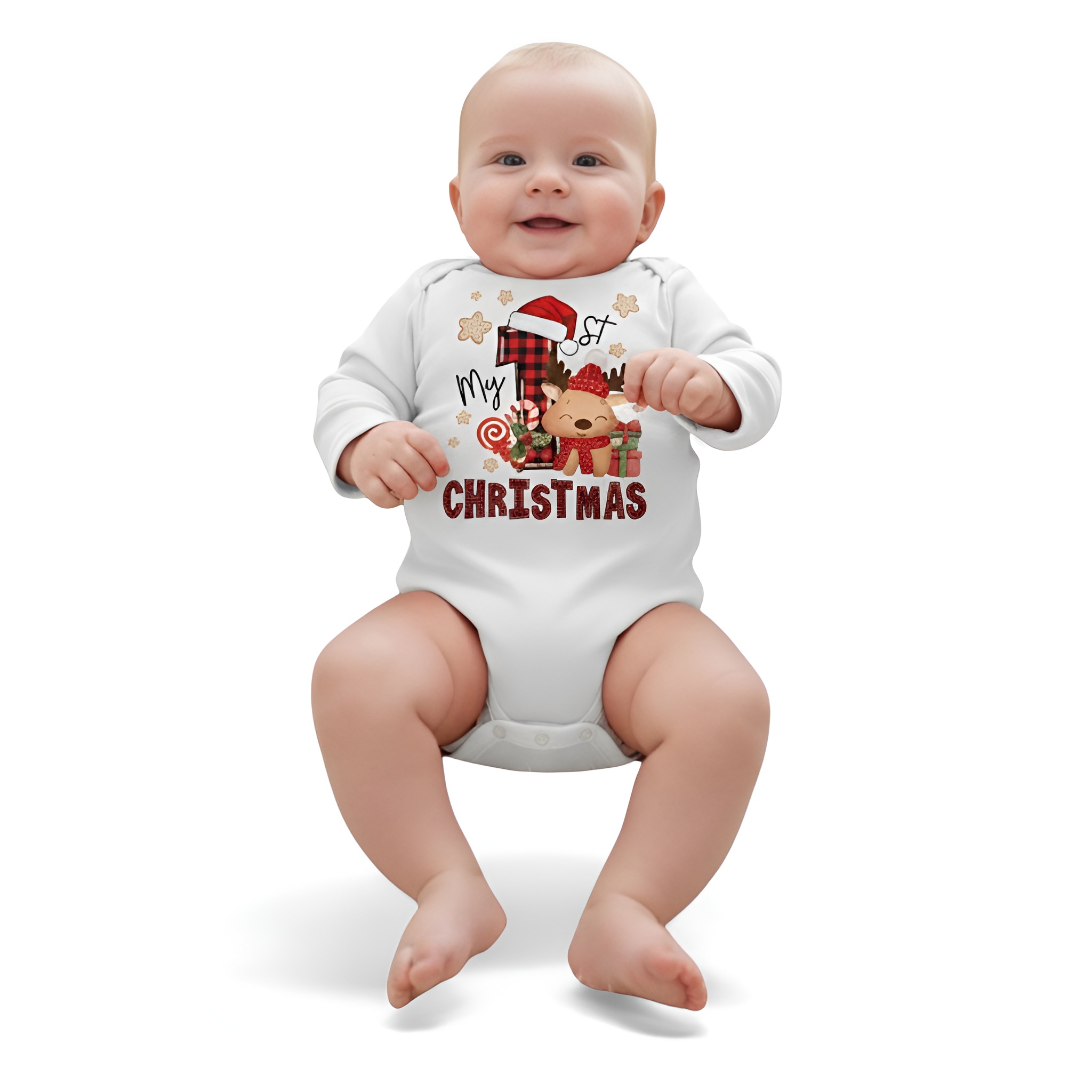 Baby Triangle Onesie With Christmas Jumpsuit