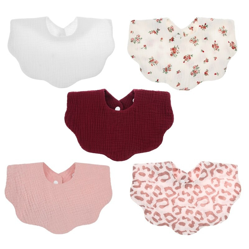 5Pcs Pure Cotton Baby Feeding Bibs-Children Cloth Shop