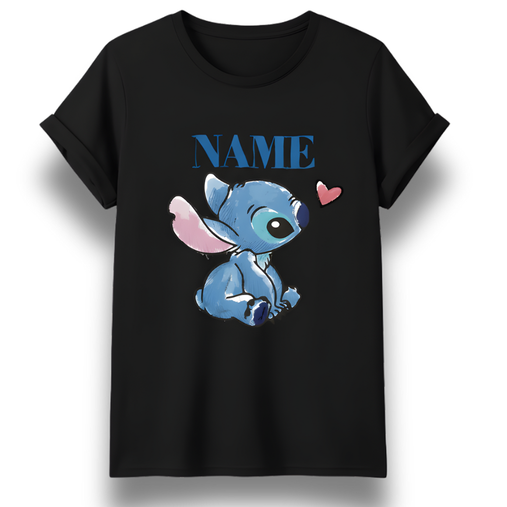 Custom Stitch Cartoon Personalized Name Kids Tee