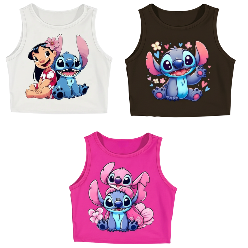 Girls 3 Pieces Of Sleeveless Summer Outfit with Cartoon Printed Tank Top