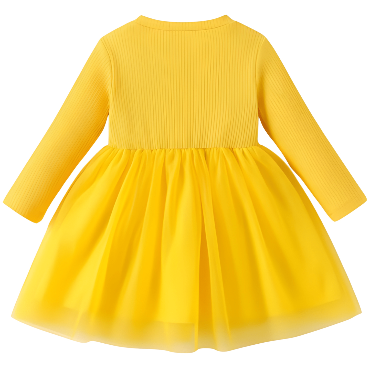 Long Sleeve Floral Mesh Party Dress For Baby