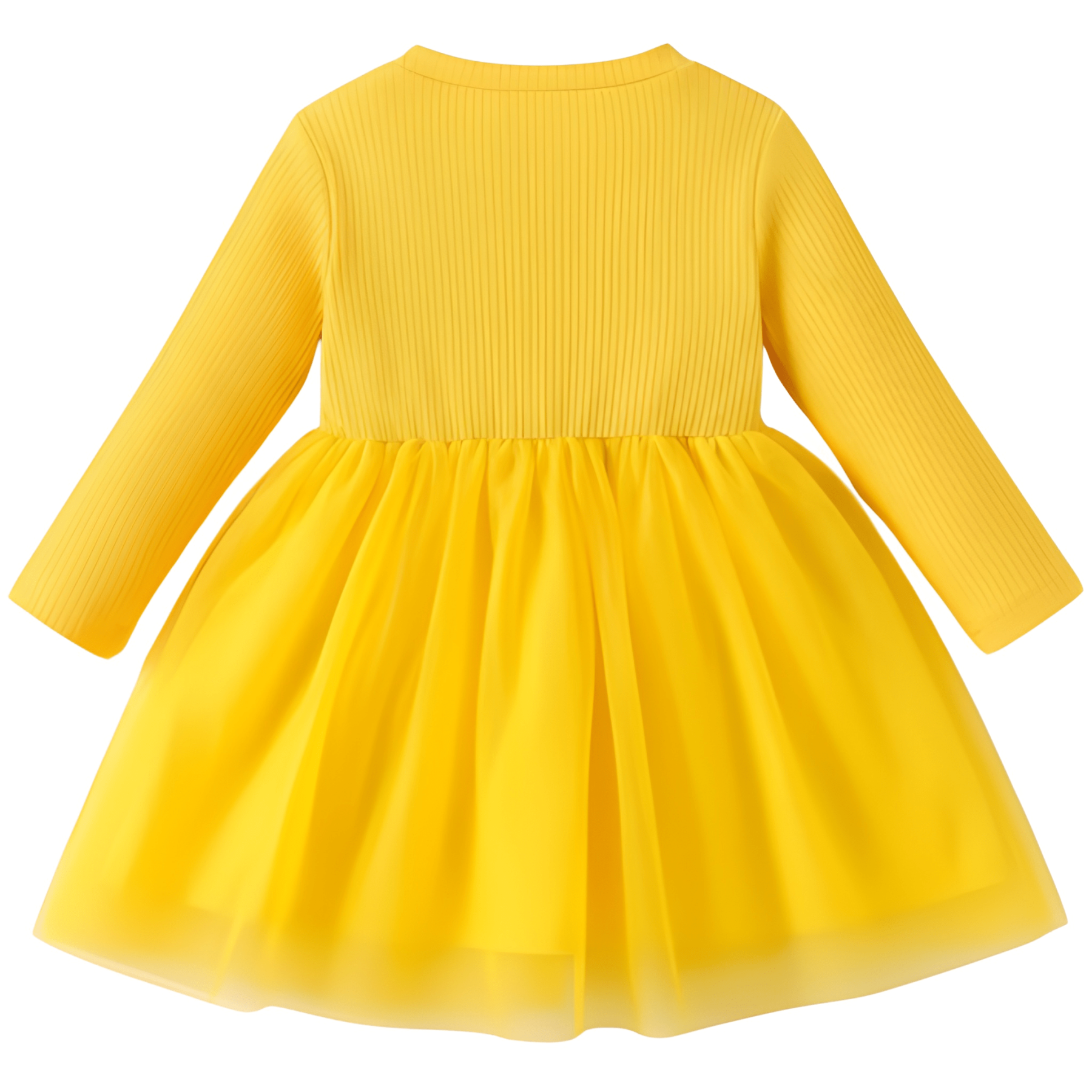 Long Sleeve Floral Mesh Party Dress For Baby