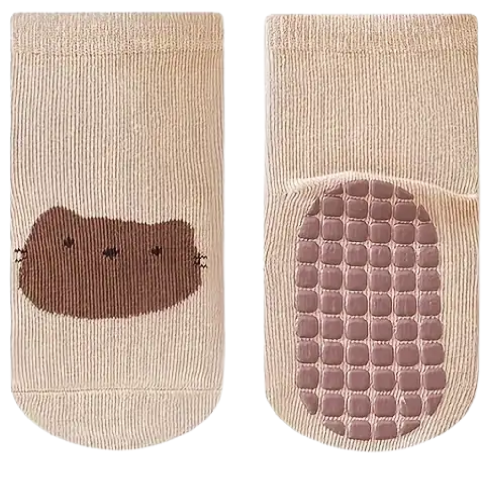 6 Pairs Of Non Slip Socks With Cartoon Animal Designs For Boys