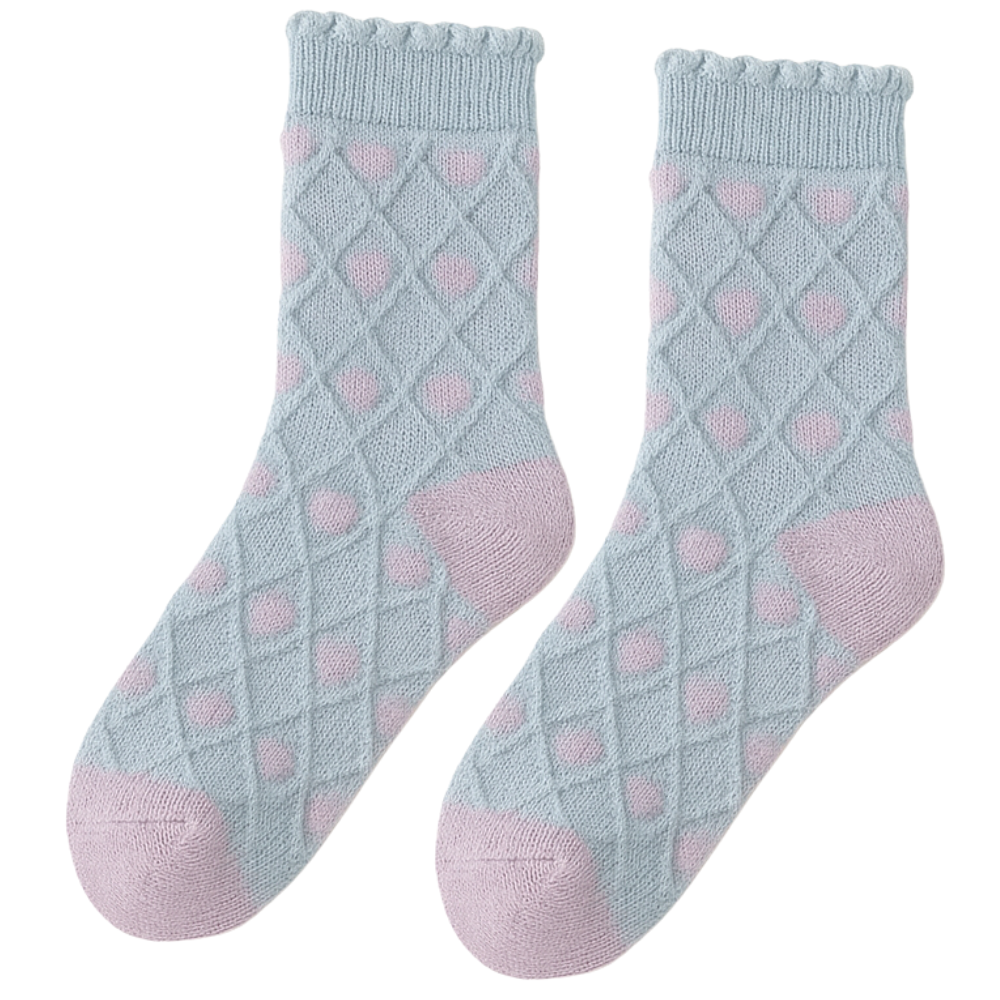 5 Pairs Of Polka Dot Rabbit Crew Socks For Girls