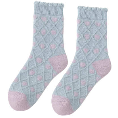 5 Pairs Of Polka Dot Rabbit Crew Socks For Girls