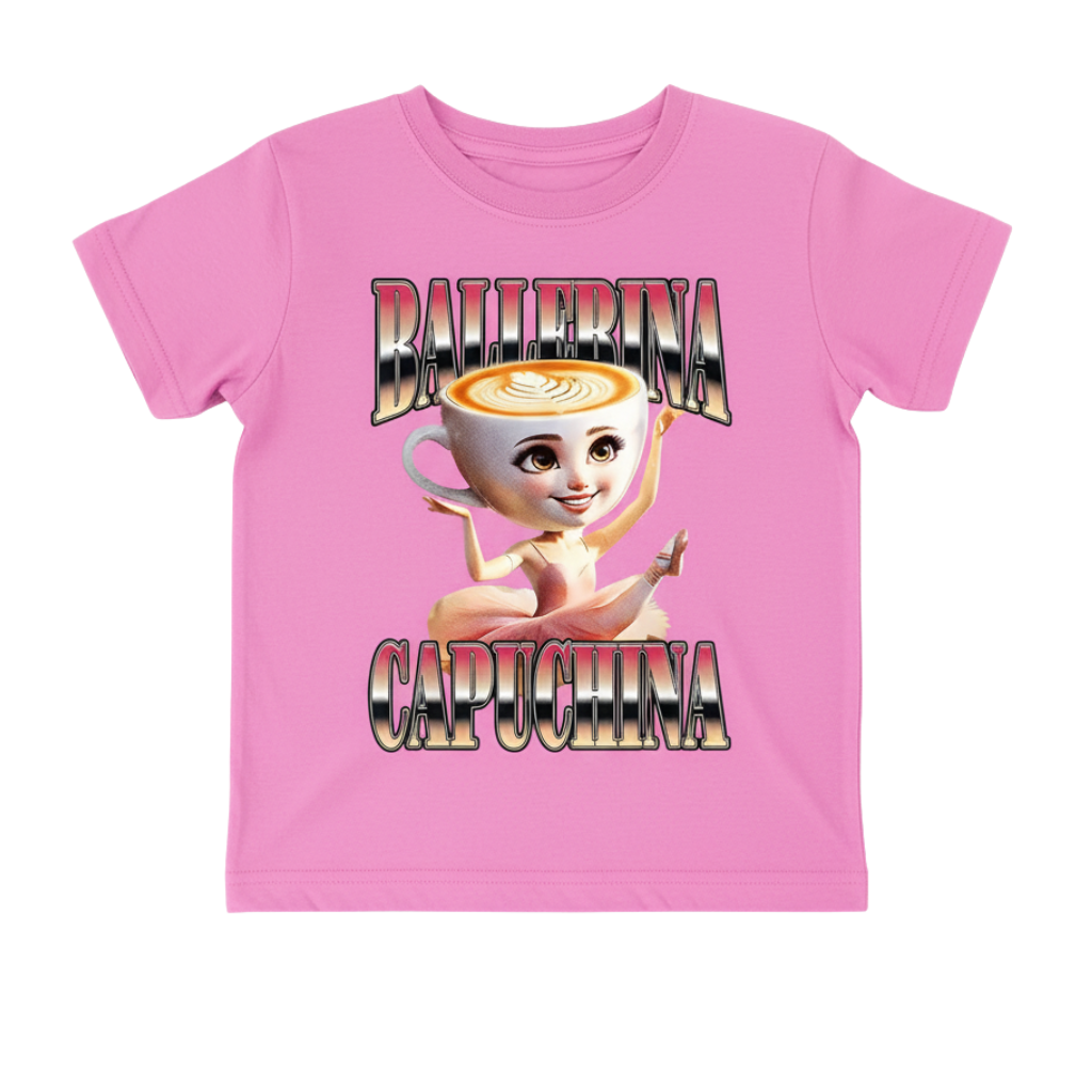 Graphic Print with Ballet Dancer And Cupcake Design Short Sleeve T-Shirt