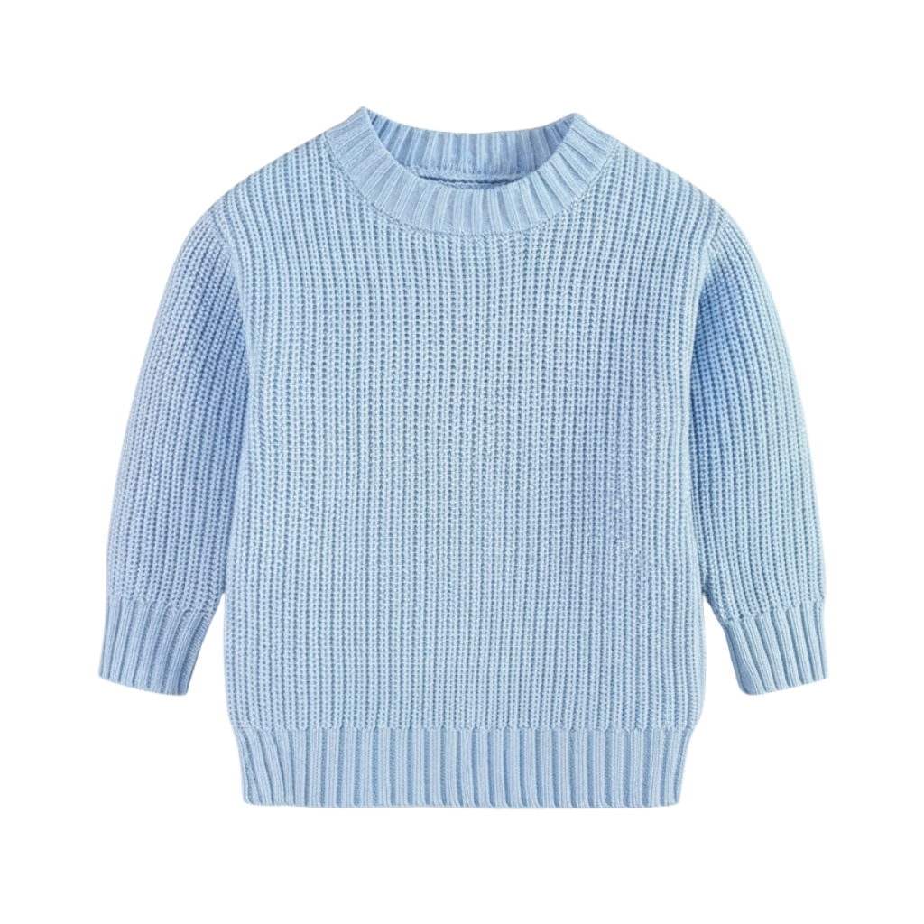 Long Sleeve Cable Knit Pullover For Baby With Button Closure