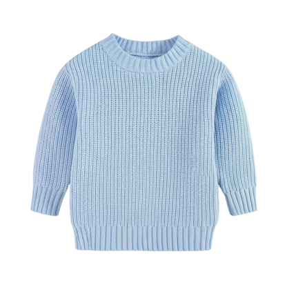 Long Sleeve Cable Knit Pullover For Baby With Button Closure