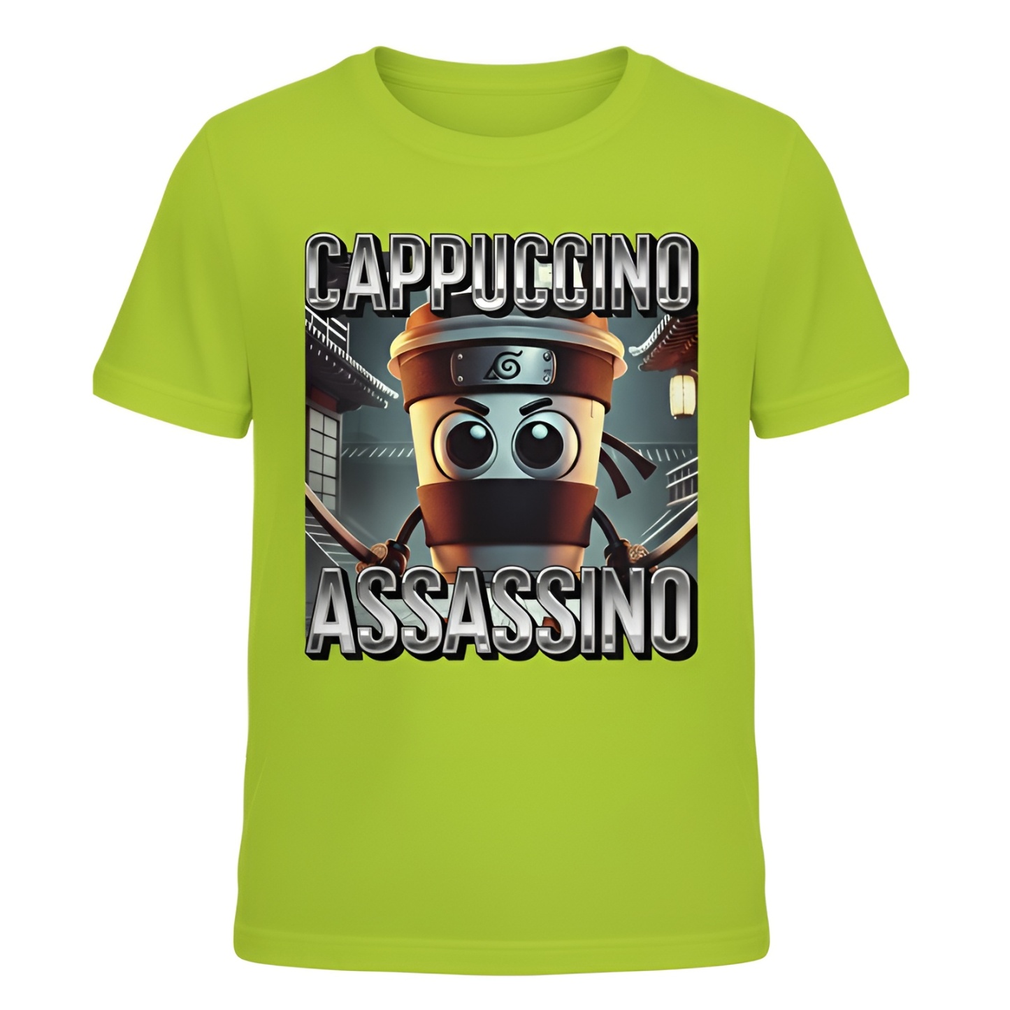 Cappuccino Assassino Coffee Cartoon Pattern Print Tshirt for Boys