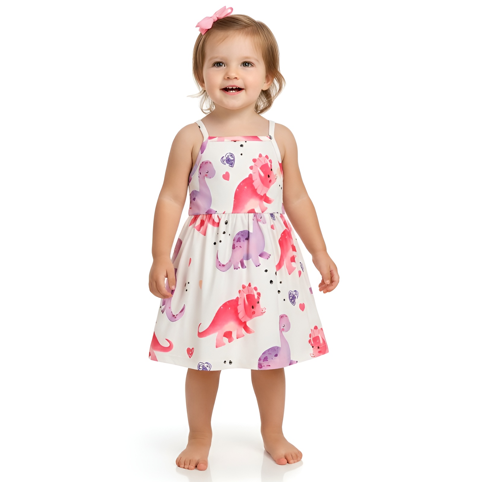 Dinosaur Cartoon Print Sleeveless Sundress for Girls