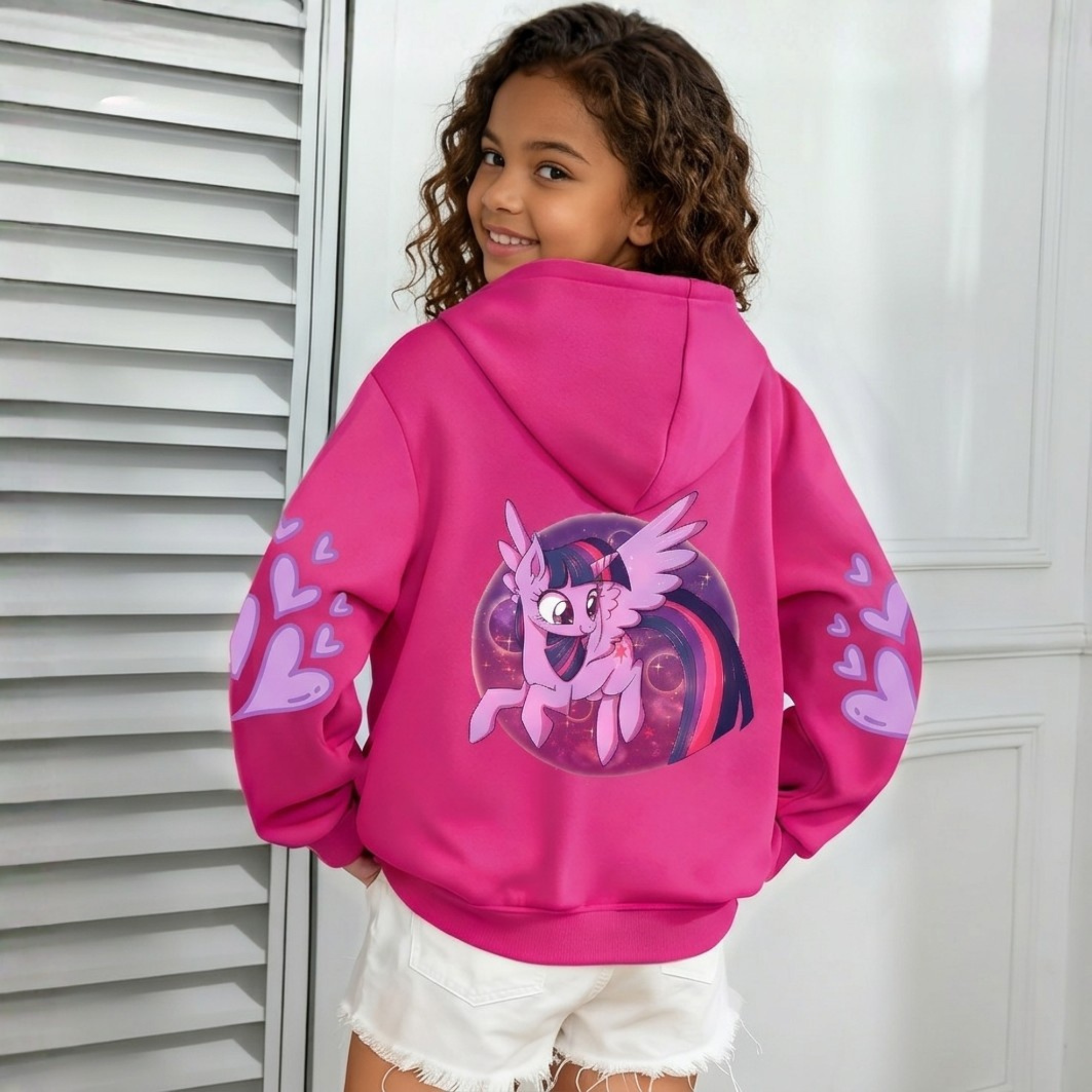 Modern Pony Character Orbit Silhouette Kids Hoodie