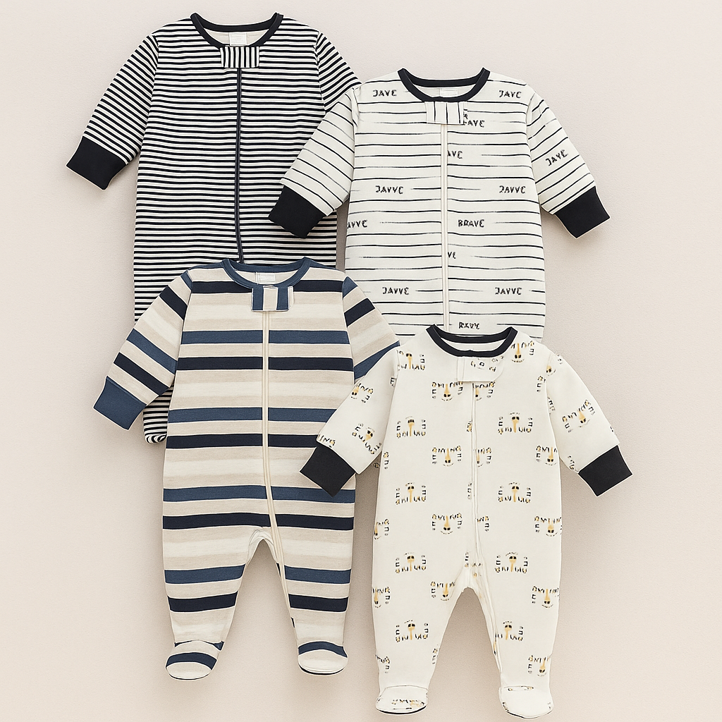 Baby Boys 4 Pack Sleep N Play Footies