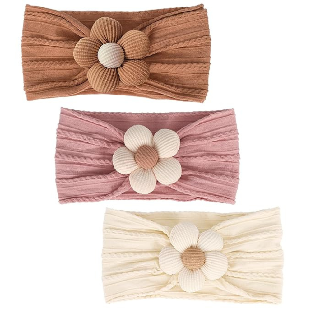 Baby Flower Soft Headbands For Baby Girls Pack Of 3