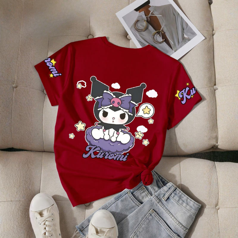 Kuromi Double Sided Fun Printed Short Sleeved T Shirt