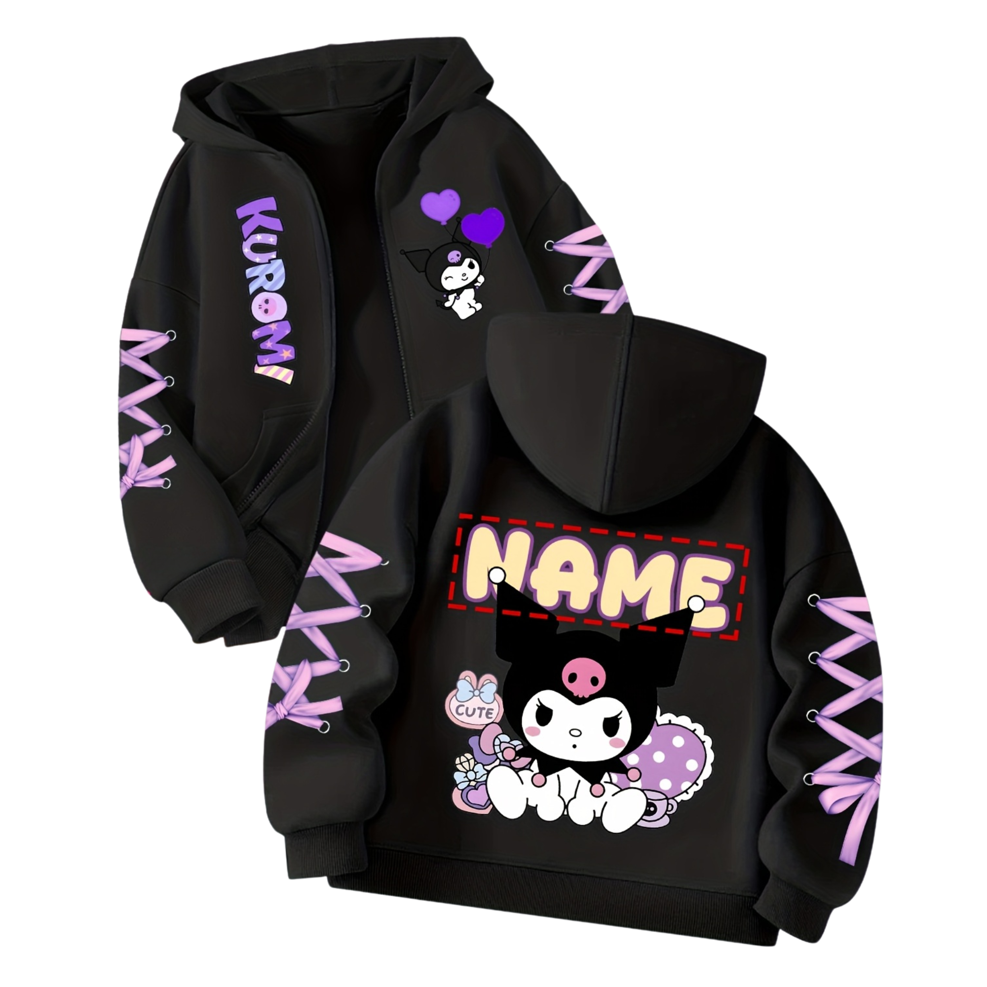 Comfortable Kuromi Themed Hoodie For Girls 