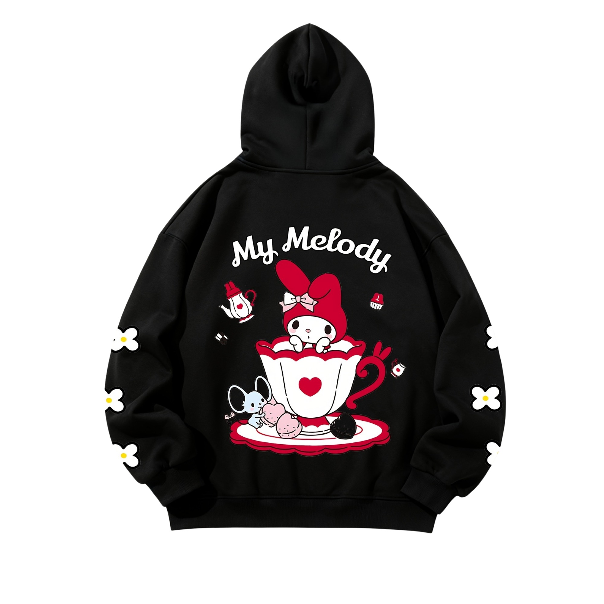 My Melody Cartoon Print Hooded Sweatshirt For Girls