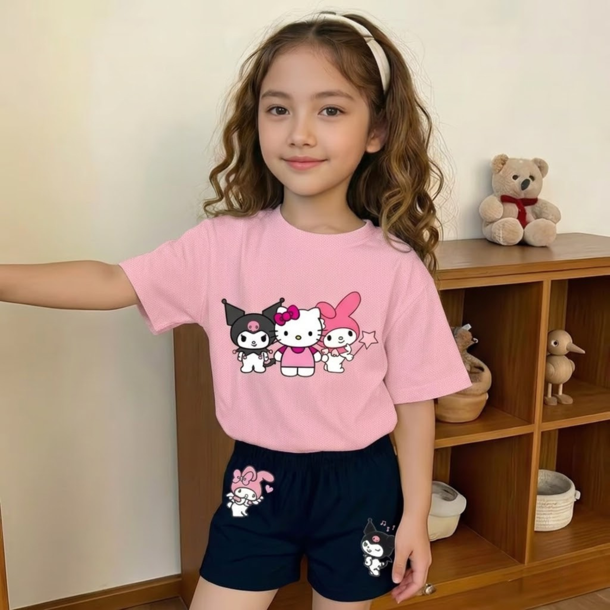 Cartoon Design Printed 2 Piece Summer Set For Girls 