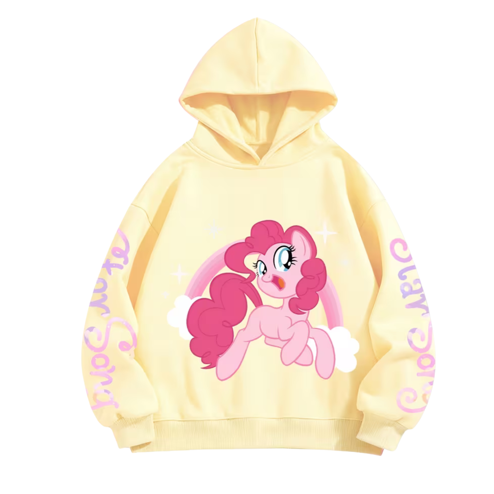 Pinkie Pie Cartoon Graphic Print Hooded Sweatshirt For Kids Winter Wear