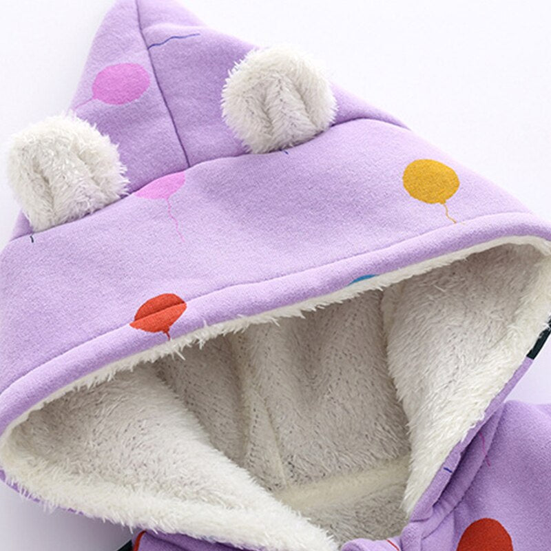Newborn Baby Girl Thick Zipper Winter Warm Romper-Children Cloth Shop