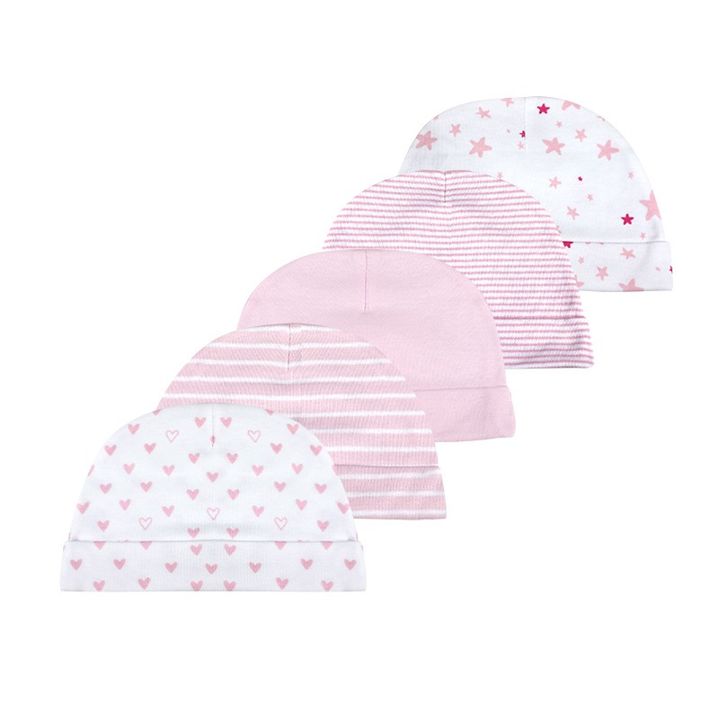 5Pcs Of Newborn Baby Pure Cotton Hats-Children Cloth Shop