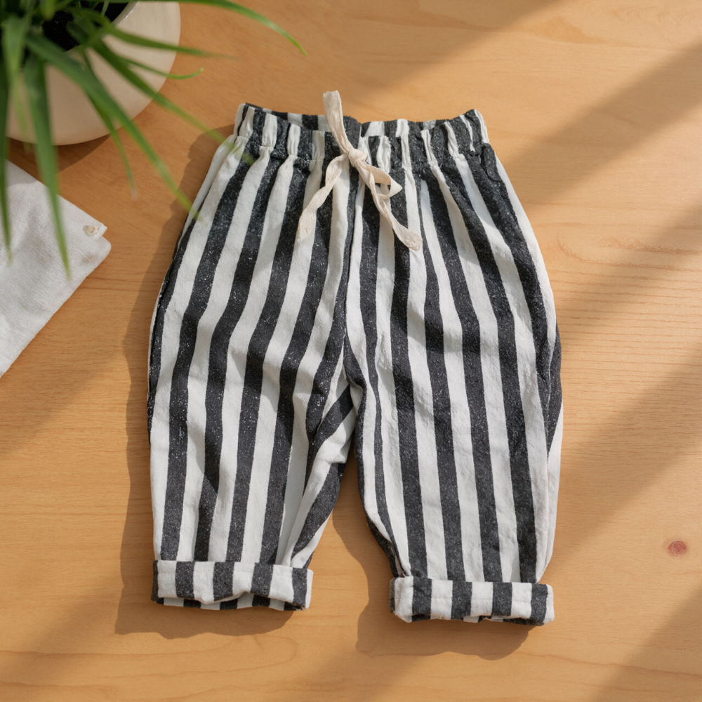 Baby Striped Drawstring Casual Pants