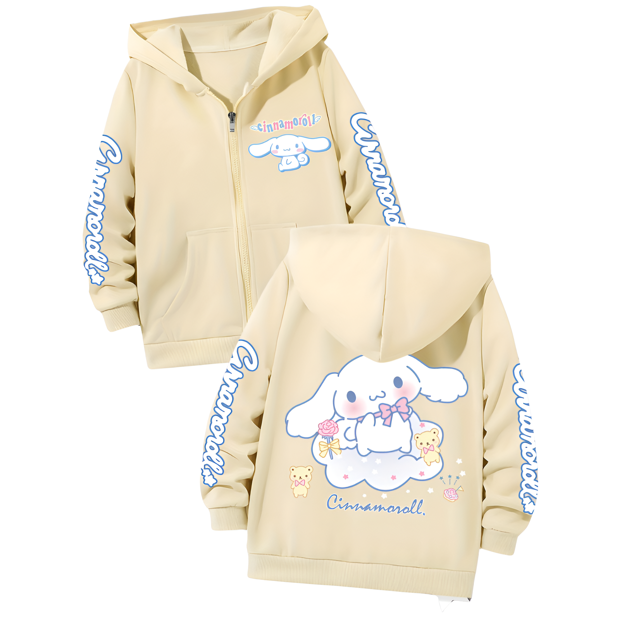 Zippered Hooded Jacket Sweatshirt With Pockets