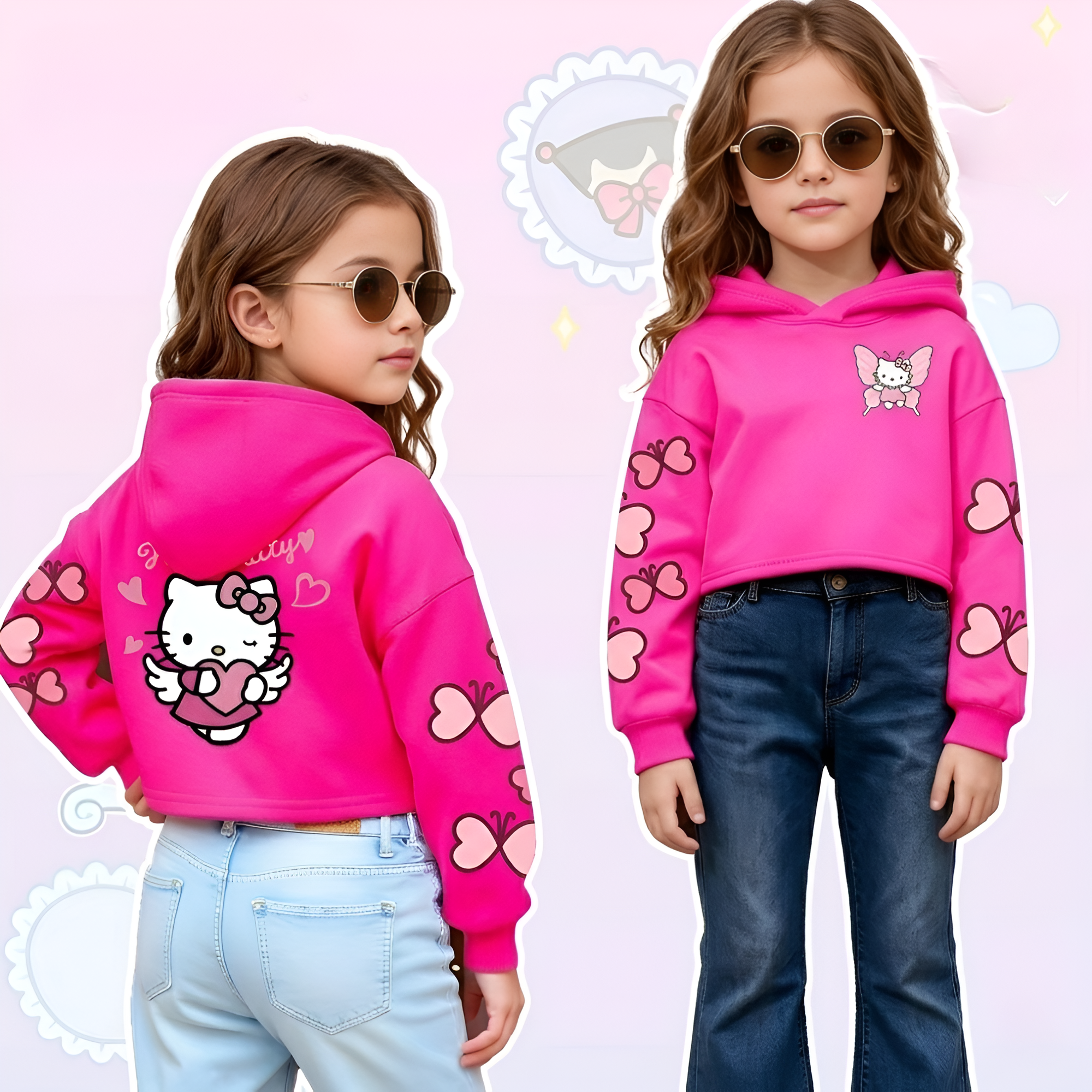 Modern Character Butterfly Urban Aesthetic Kids Hoodie