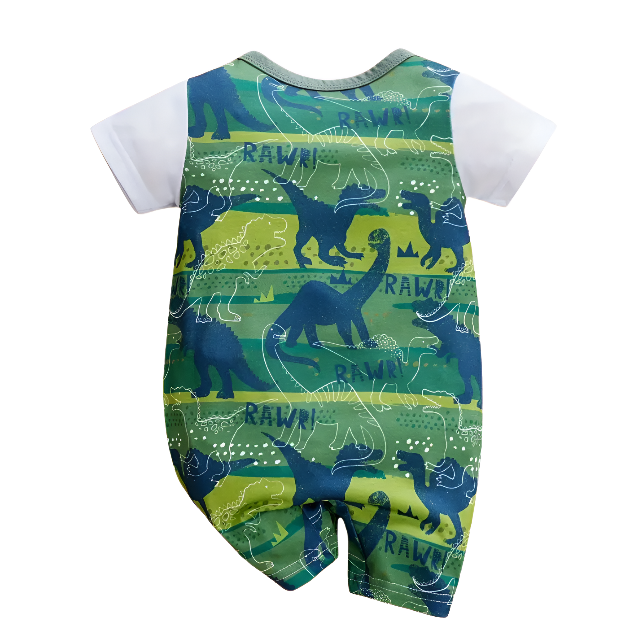 Short Sleeve Romper For Babies With Cartoon Zoo Animal Theme