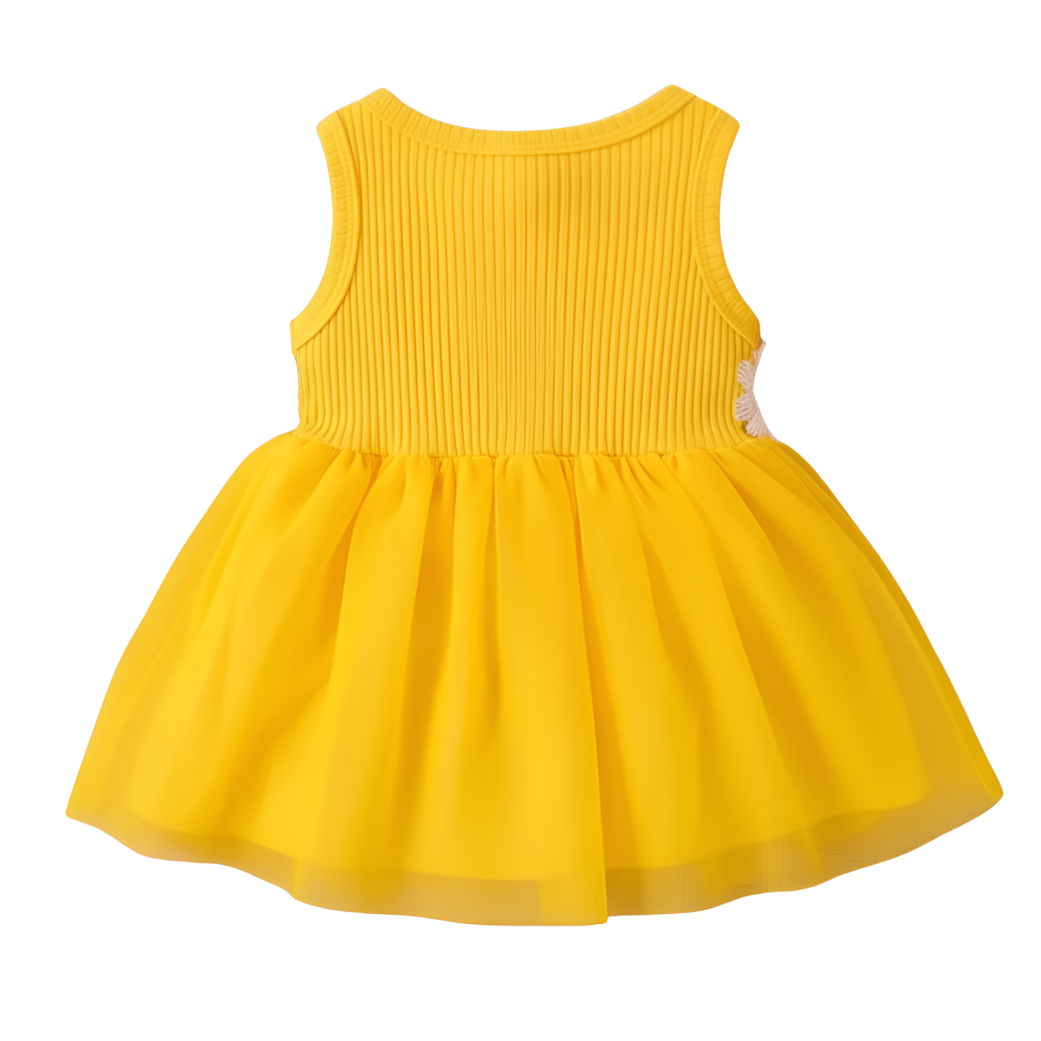 Summer Style Girl Round Neck Floral Waist Decor Vest Casual Dress