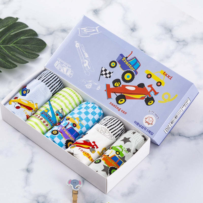 5Pcs Cartoon Print Soft Underpants For Kids-Children Cloth Shop