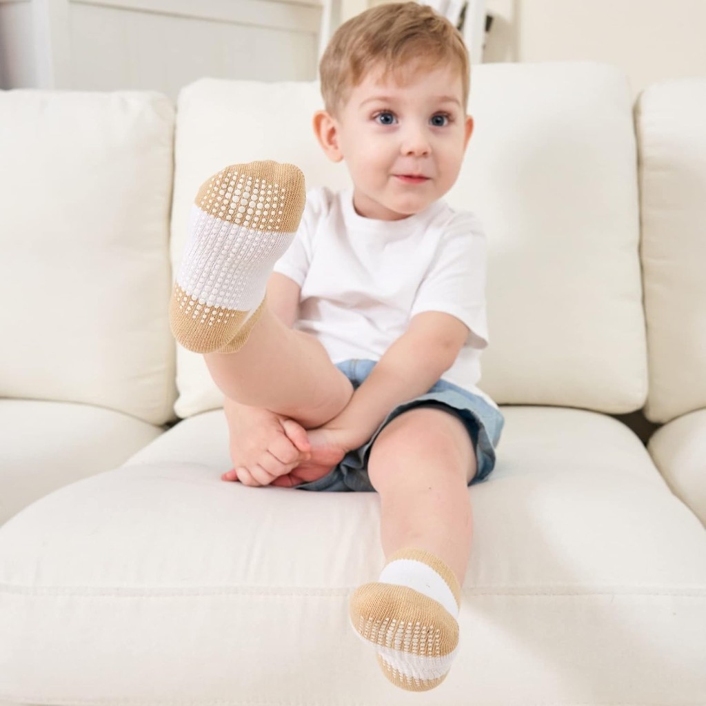 Pack Of 9 Baby Grip Socks With Non Skid Soles for Infants Toddlers And Kids