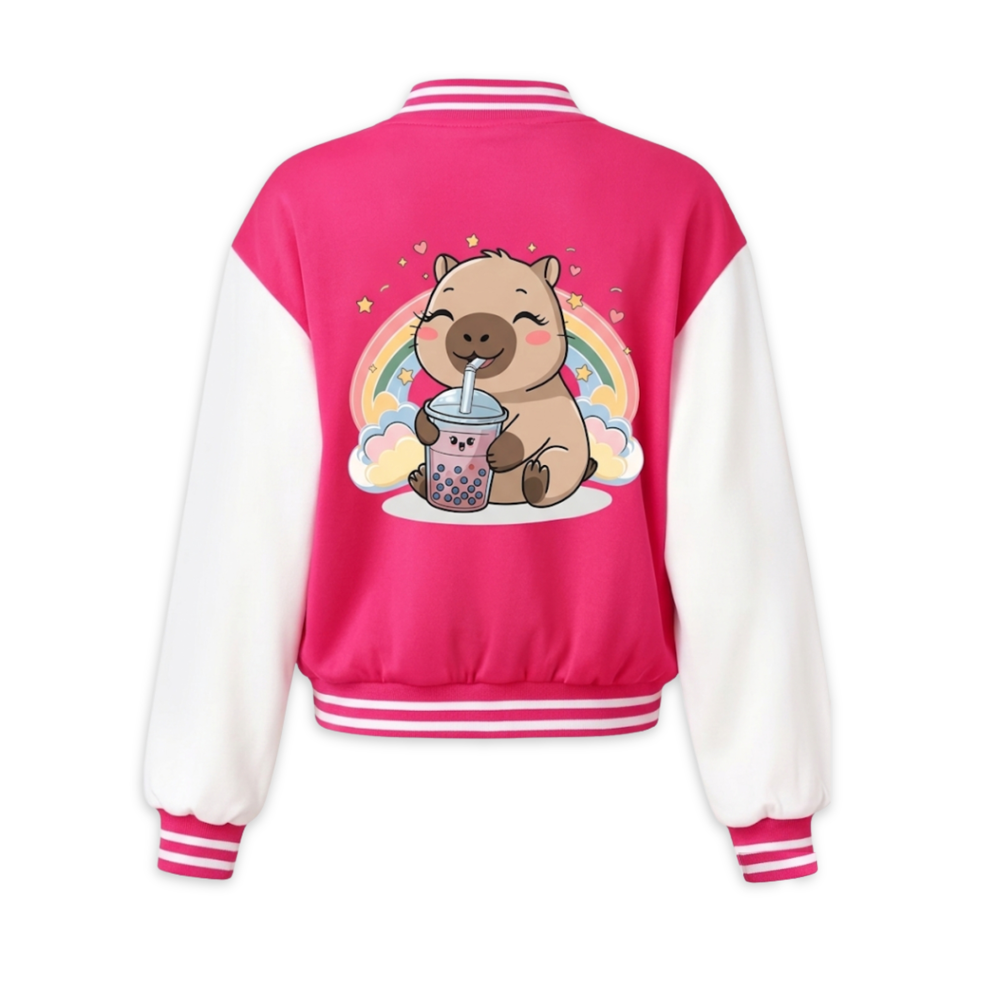 Capybara Design Printed Baseball Jacket For Girls