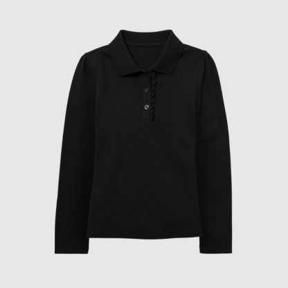 Girls Long Sleeve Ruffle Pique Polo
