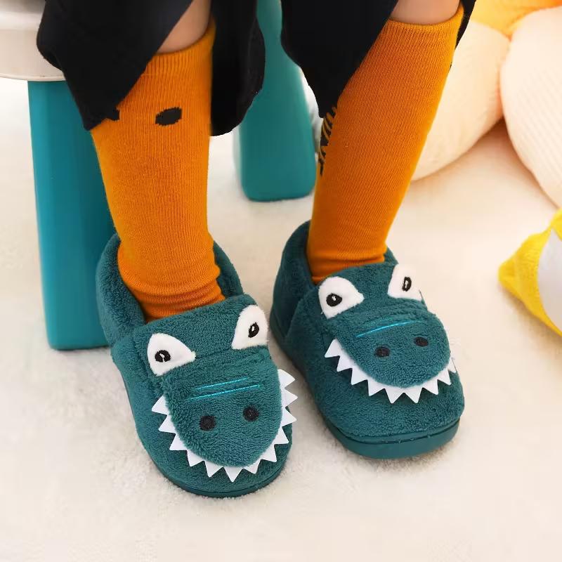 Warm Cartoon Slip On Slippers For Boys Indoor Wear