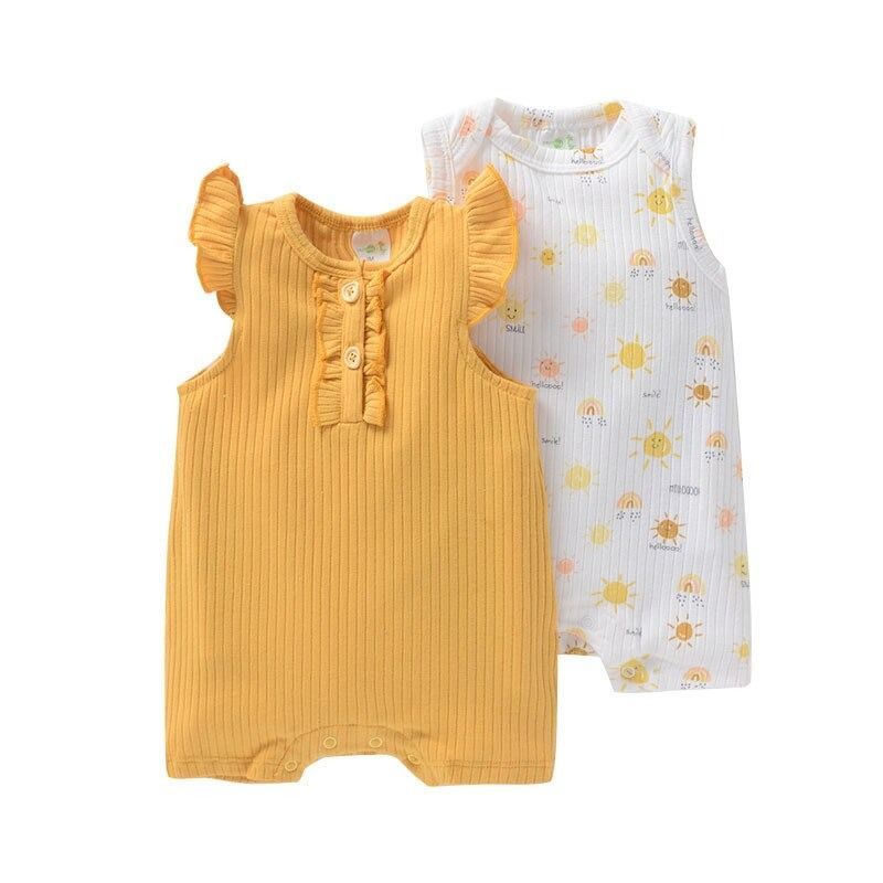 2Pcs Girl Baby's Sleeveless Romper Bodysuits-Children Cloth Shop