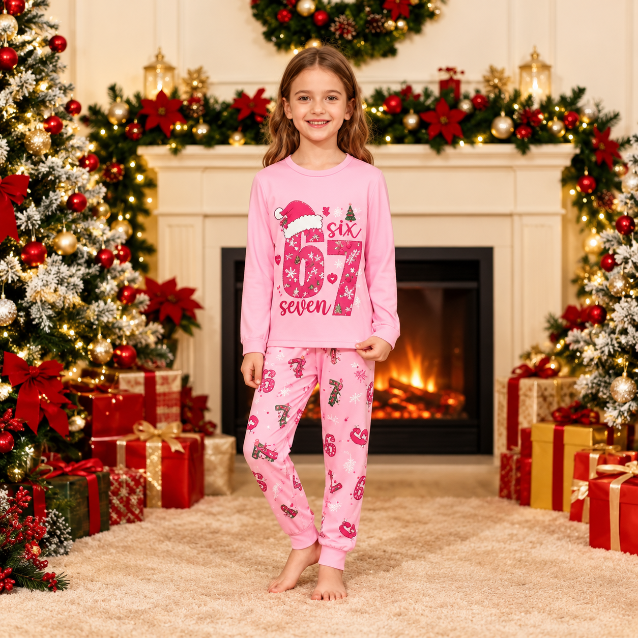 Christmas Viral 67 Pajama Set For Kids